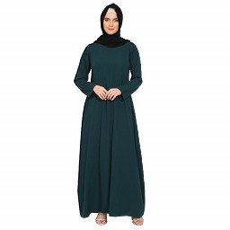 A-line inner abaya with a complementary Hijab-Bottle Green A-line inner abaya with a complementary Hijab-Bottle Green